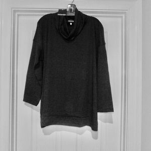 NWT New ESKANDAR Pima Cotton Monks Top  Long Wide T SHIRT Dk Blue